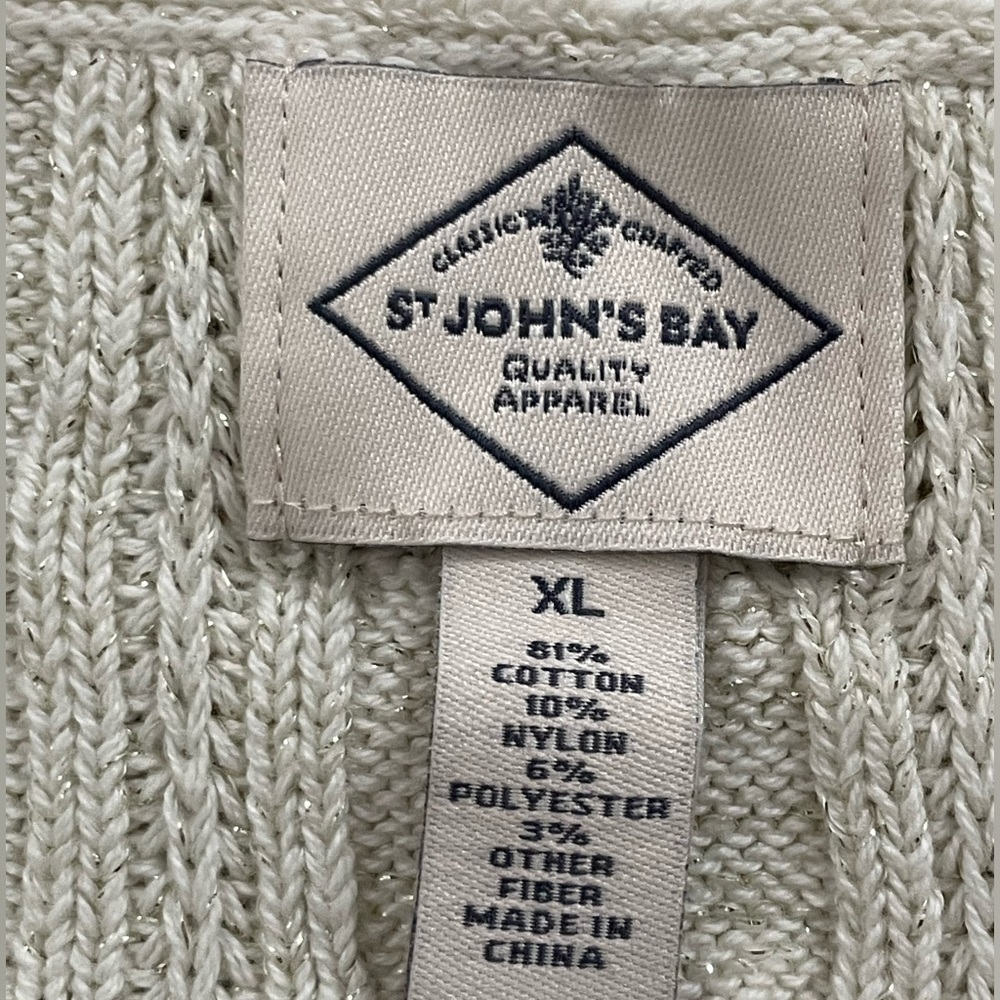 Gorgeous ivory metallic, Cable knit, sweater, size XL by St. Johns Bay - Picture 2 of 8